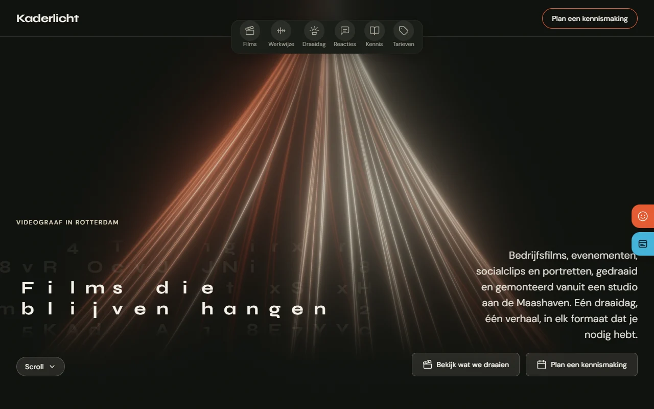 Voorbeeldwebsite voor videograaf