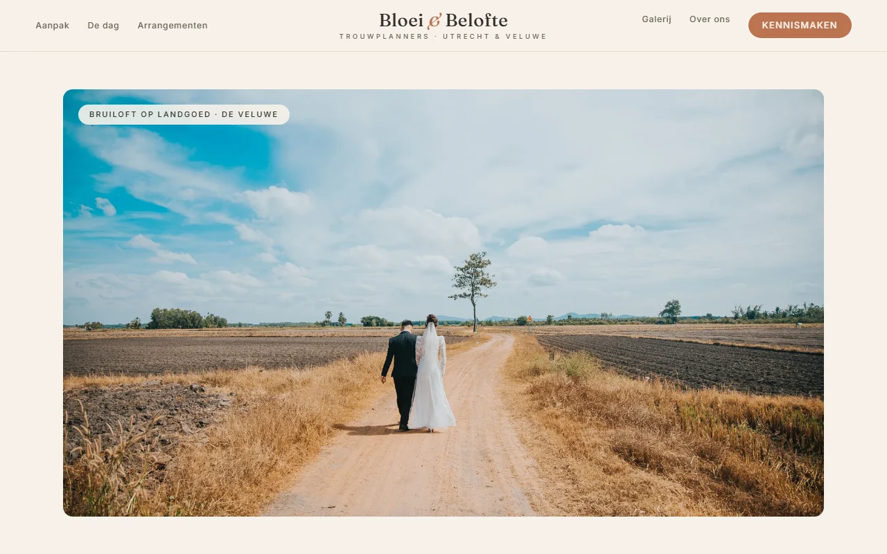 Example website for a wedding planner