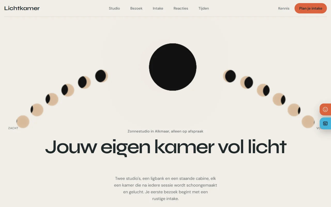 Voorbeeldwebsite voor zonnestudio: Lichtkamer